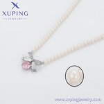 Women Necklace Manufacturer - XUPING X000967192 Pink Ribbon Bow Pearl Beaded