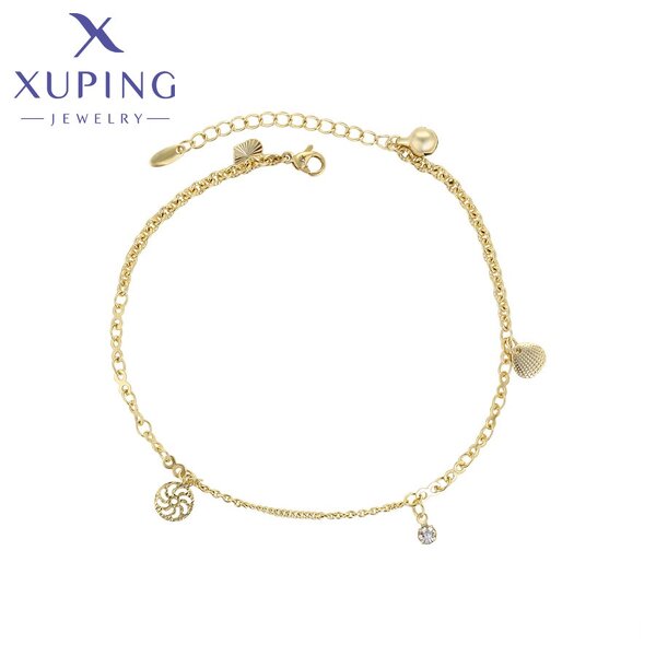 Women Anklet Manufacturer - XUPING X000966571 14K Gold Plated Cute Pendant Foot Chain