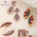 Earring Manufacturer - XUPING 14K/18K Gold Plated Huggie Hoop Rhinestone Wedding Stud