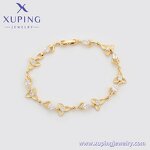 Women Bracelet Manufacturer - XUPING X000925776 14K Gold Plated Crystal Leaf Environmental