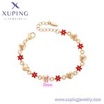 Women Bracelet Manufacturer - XUPING X000973574 18K Gold Plated Flower Red Heart Chain