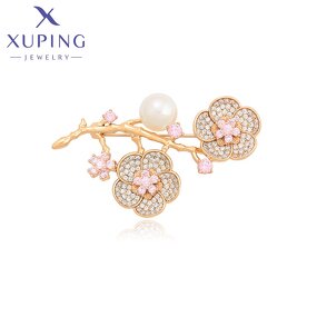 Women Brooch Manufacturer - XUPING A00912323 Fashion Pink Plum Blossom Flower