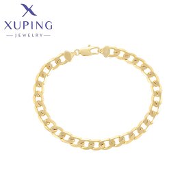 Women Anklet Manufacturer - XUPING X000989880 14K Gold Plated 25cm Cuban Alloy Chain