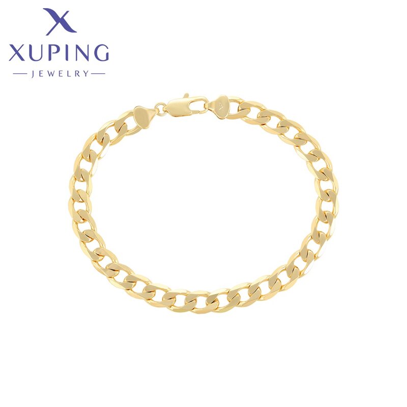Women Anklet Manufacturer - XUPING X000989880 14K Gold Plated 25cm Cuban Alloy Chain