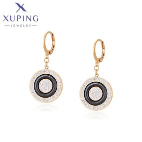 Dangle Earring Manufacturer - XUPING Stainless Steel Black Huggie Drop Fashion
