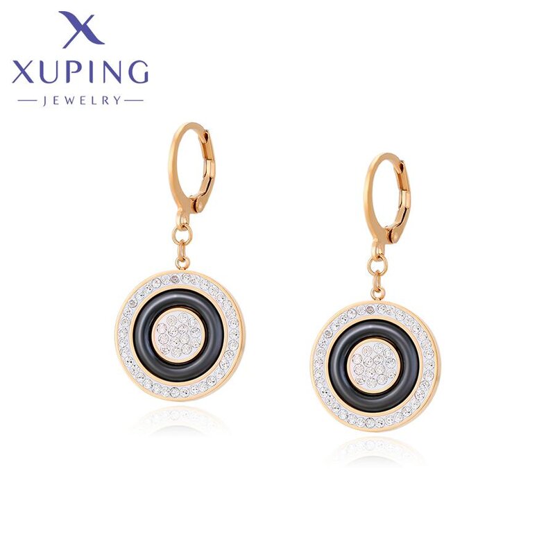 Dangle Earring Manufacturer - XUPING Stainless Steel Black Huggie Drop Fashion