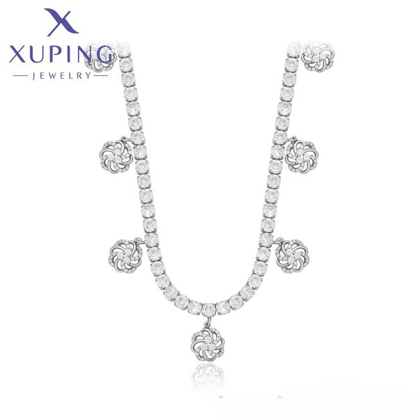 Women Necklace Manufacturer - XUPING 14N244306 Platinum Plated Flower Light Luxury