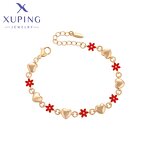 Women Bracelet Manufacturer - XUPING X000973574 18K Gold Plated Flower Red Heart Chain