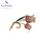 Women Brooch Manufacturer - XUPING A00669935 18K Gold Plated CZ Tulip Flower Fashion