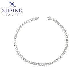 Women Anklet Manufacturer - XUPING X000988693 Platinum Plated Cuban Chain Silver