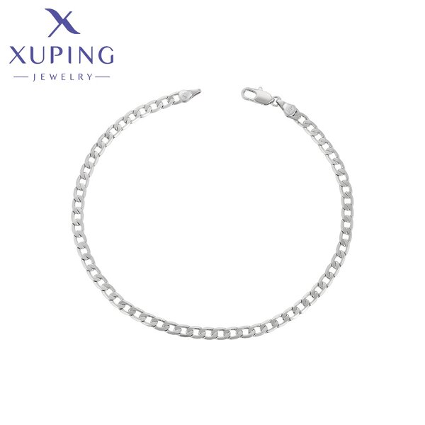 Women Anklet Manufacturer - XUPING X000988693 Platinum Plated Cuban Chain Silver