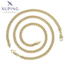 Men Jewelry Set Manufacturer - XUPING X000938705 14K Gold Plated Cuban Chain Copper