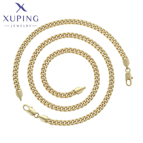 Men Jewelry Set Manufacturer - XUPING X000938705 14K Gold Plated Cuban Chain Copper