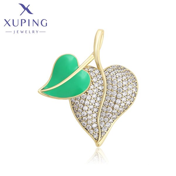 Pendant Manufacturer - XUPING X000852233 14K Gold Plated Iced Out Green Heart