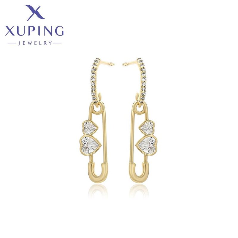 Dangle Earring Manufacturer - XUPING X000882589 14K Gold Plated Paper Clip Heart