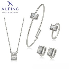 Bridal Jewelry Set Manufacturer - XUPING S00003591 Platinum Plated White Gold 4Pcs