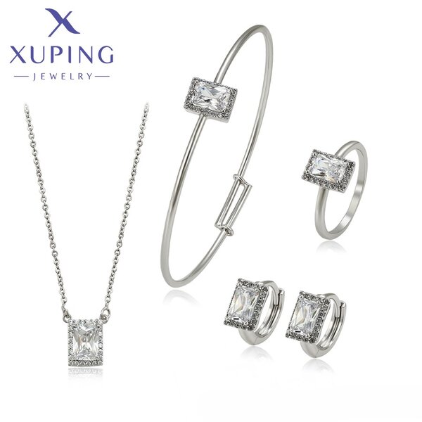 Bridal Jewelry Set Manufacturer - XUPING S00003591 Platinum Plated White Gold 4Pcs
