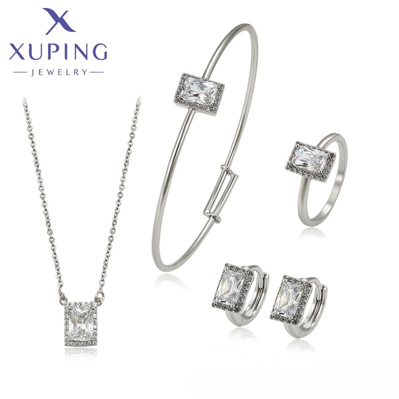 Bridal Jewelry Set Manufacturer - XUPING S00003591 Platinum Plated White Gold 4Pcs