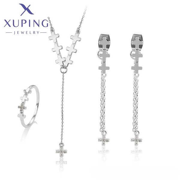 Women Jewelry Set Manufacturer - XUPING 64696 Platinum Plated Cross Simple Elegant