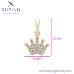 Pendant Manufacturer - XUPING X000987849 14K Gold Plated Iced Out Crown Necklace