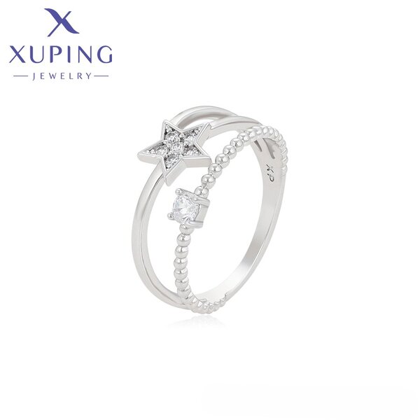 Women Ring Manufacturer - XUPING X000983471 Platinum Plated Double Tier Star Fashion