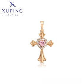 Pendant Manufacturer - XUPING X000770807 18K Gold Plated Love Cross Iced Out Simple