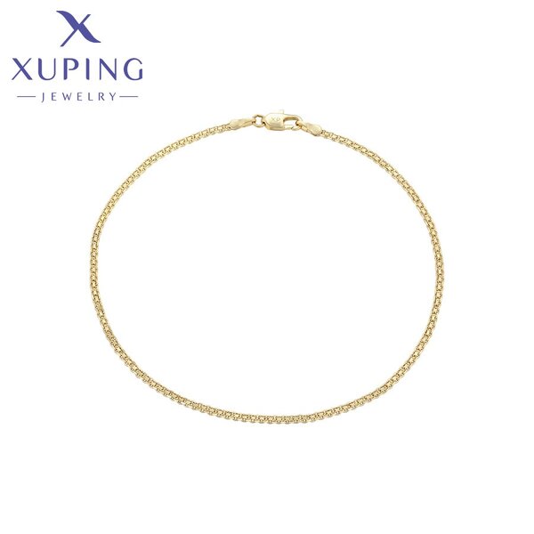 Women Anklet Manufacturer - XUPING X000978467 14K Gold Plated Simple Foot Link Chain