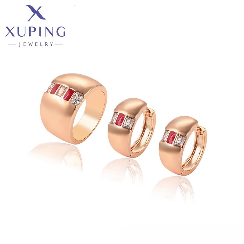 Women Jewelry Set Manufacturer - XUPING 65090 Rose Gold Plated Ring Earrings Copper