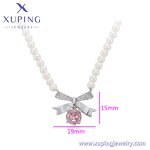 Women Necklace Manufacturer - XUPING X000967192 Pink Ribbon Bow Pearl Beaded