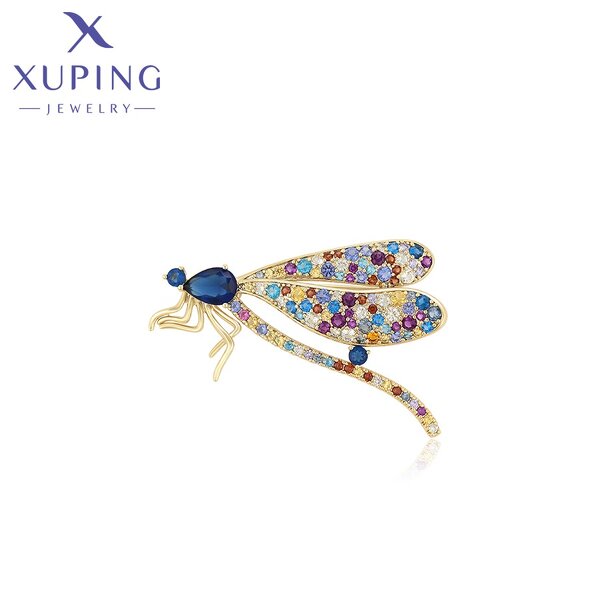 Women Brooch Manufacturer - XUPING S00099716 14K Gold Plated Dragonfly Animal Colorful