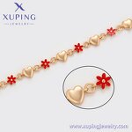 Women Bracelet Manufacturer - XUPING X000973574 18K Gold Plated Flower Red Heart Chain