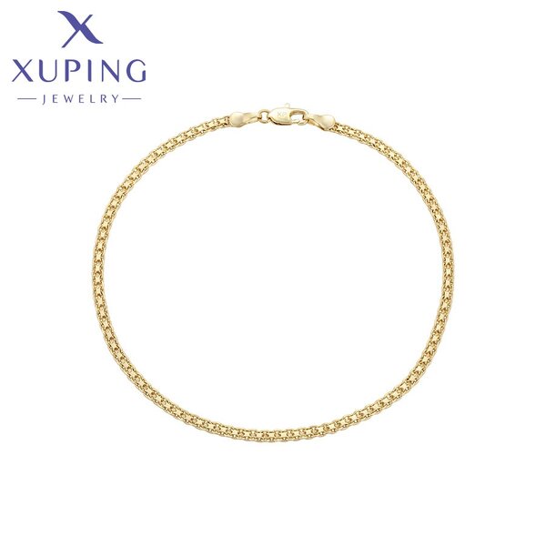 Women Anklet Manufacturer - XUPING X000979200 14K Gold Plated Simple Foot Link Chain