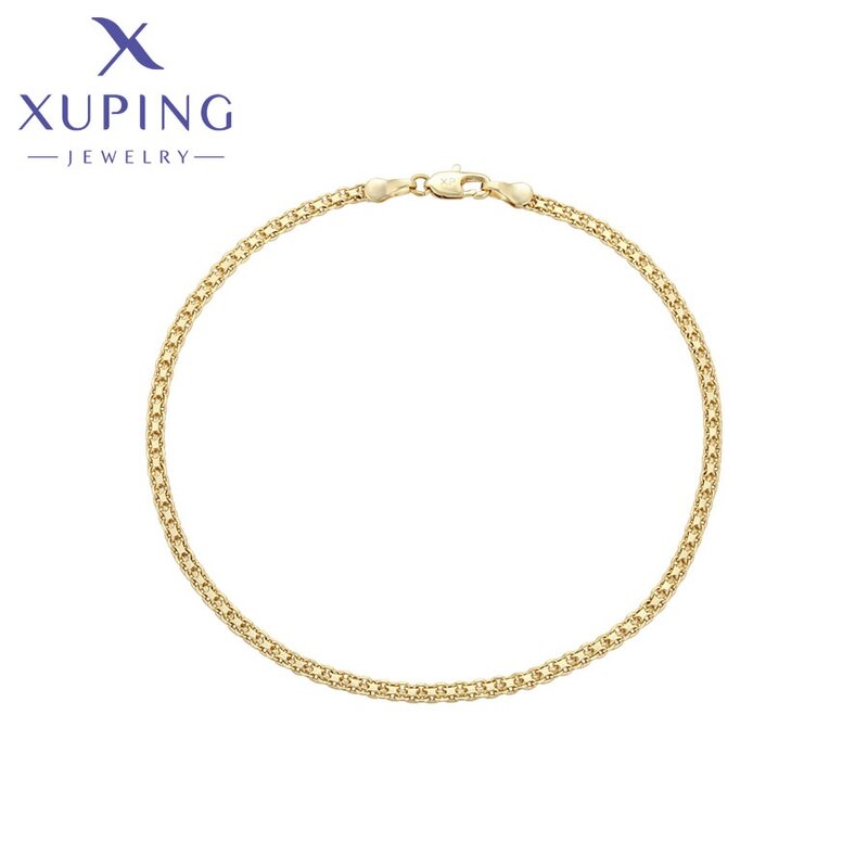 Women Anklet Manufacturer - XUPING X000979200 14K Gold Plated Simple Foot Link Chain