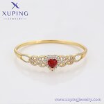 Women Bangle Manufacturer - XUPING X000987174 14K Gold Plated Red Stone Heart Wedding
