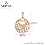 Women Pendant Manufacturer - XUPING X000759187 18K Gold Plated Butterfly Circle Necklace