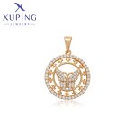 Women Pendant Manufacturer - XUPING X000759187 18K Gold Plated Butterfly Circle Necklace