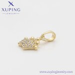 Pendant Manufacturer - XUPING X000987849 14K Gold Plated Iced Out Crown Necklace