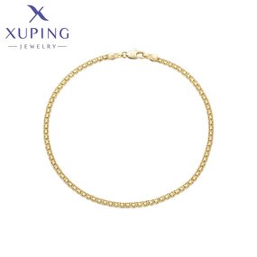 Women Anklet Manufacturer - XUPING X000979200 14K Gold Plated Simple Foot Link Chain