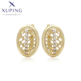 Huggie Earring Manufacturer - XUPING X000767234 14K Gold Plated Crystal Minimalist