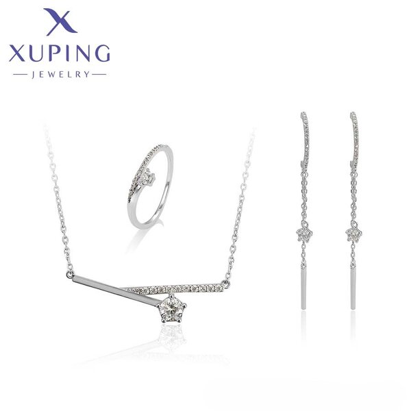 Women Jewelry Set Manufacturer - XUPING 64692 Platinum Plated Hexagonal Crystal Exquisite