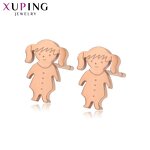 Stud Earring Manufacturer - XUPING 98589 Stainless Steel Rose Gold Plated Cute Girl