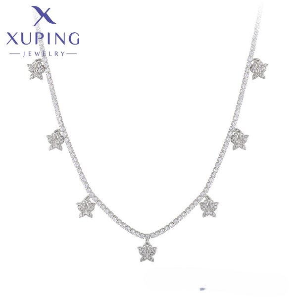Women Necklace Manufacturer - XUPING X000850917 Platinum Plated CZ Butterfly Beads