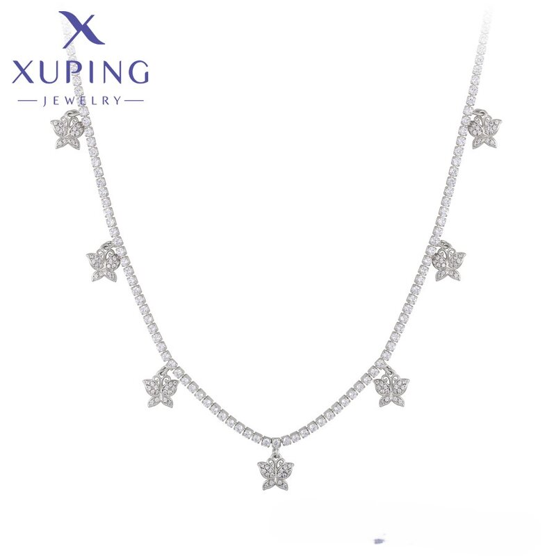 Women Necklace Manufacturer - XUPING X000850917 Platinum Plated CZ Butterfly Beads