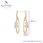 Dangle Earring Manufacturer - XUPING X000882589 14K Gold Plated Paper Clip Heart