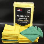 Microfiber Towels Manufacturer - Premium 16"x16" Yellow 36 Pack Plush 400 Gsm Edgeless