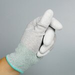Work Gloves Manufacturer - Customizable Anti Static Knitted White PU ESD Carbon Fiber Top Fit