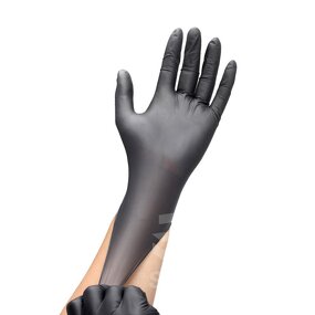 Nitrile Gloves Manufacturer - RTS Waterproofing Disposable Powder Free Pure Black 5 Mil