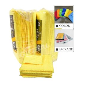 Microfiber Towels Manufacturer - Premium 40*40cm Yellow 36 Pack Plush 400Gsm Edgeless