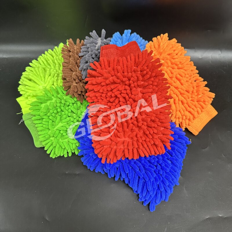 Car Wash Glove Manufacturer - Double-sided Chenille 100g for Detailing Window Wheel Waxing
