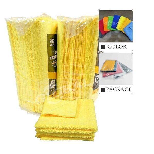 Car Detailing Towel Manufacturer - 16"x16" Yellow 36pcs Pack High Low Pile Custom Print